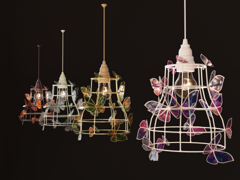 Stained glass pendant lights 3D 模型