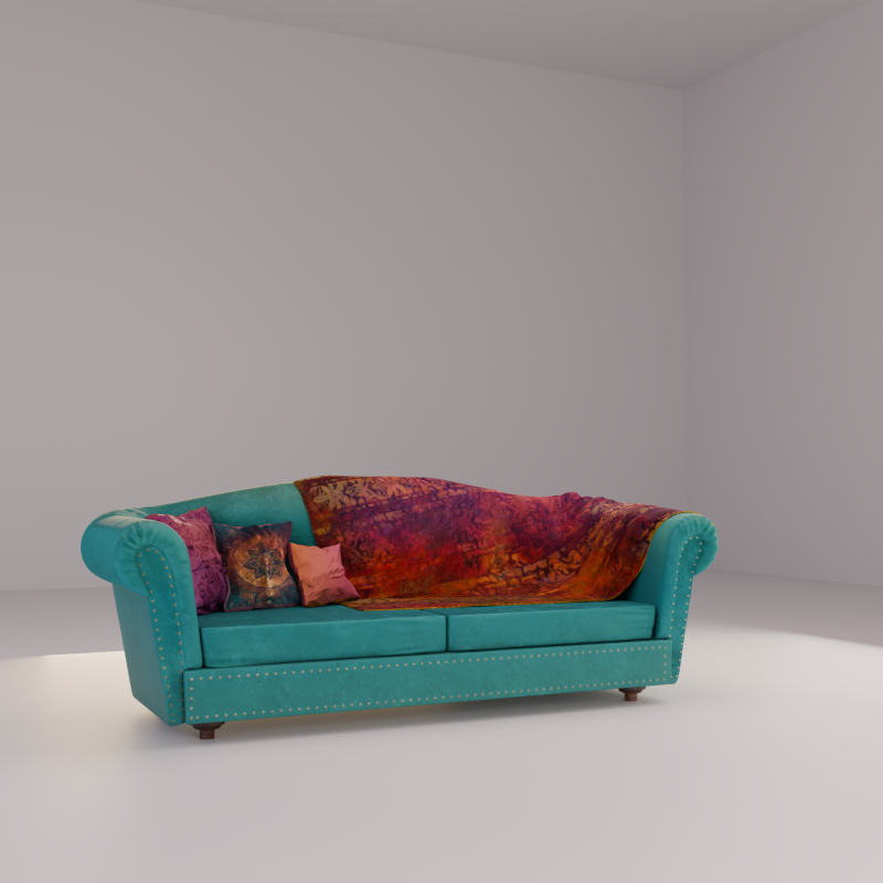 Teal Velvet Chesterfield Sofa 3D Model .c4d .max .obj .3ds .fbx .stl .blend 