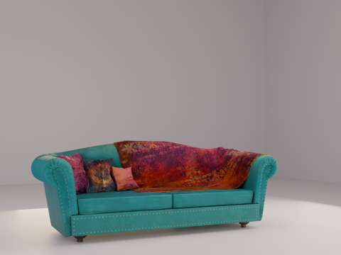 Teal Velvet Chesterfield Sofa 3D मॉडल