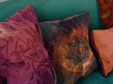 Teal Velvet Chesterfield Sofa 3D Model