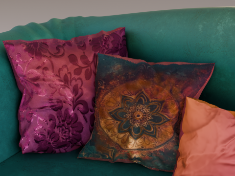 Teal Velvet Chesterfield Sofa 3D Model