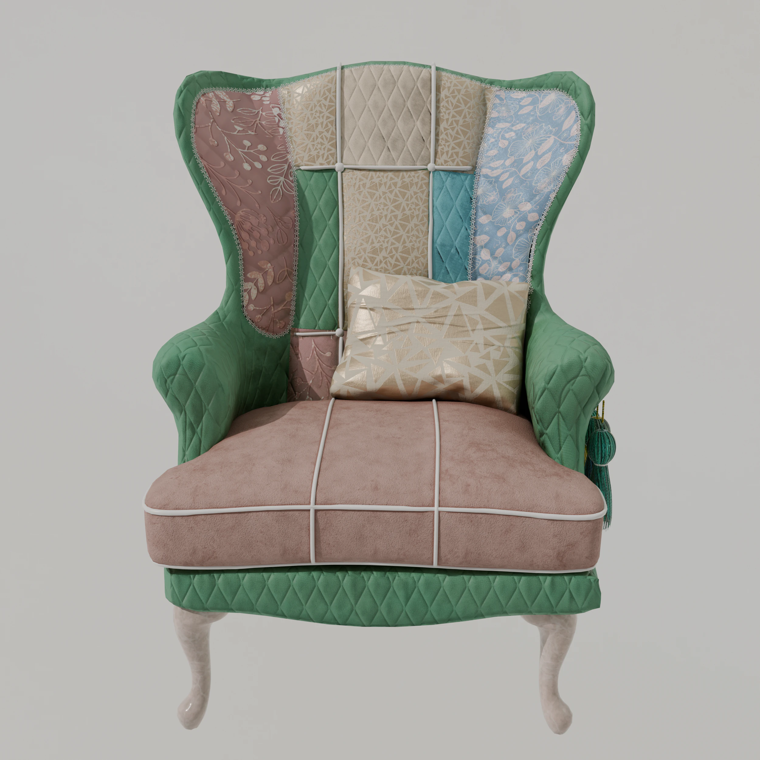 Boho-Chic Armchair 3D Model .c4d .max .obj .3ds .fbx .stl .blend