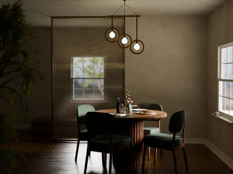 Scandinavian dining set 3D Model