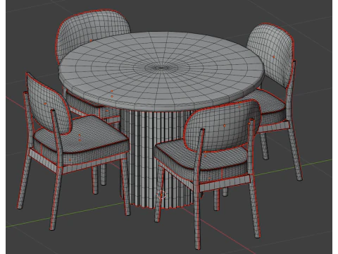 Scandinavian dining set 3D Model