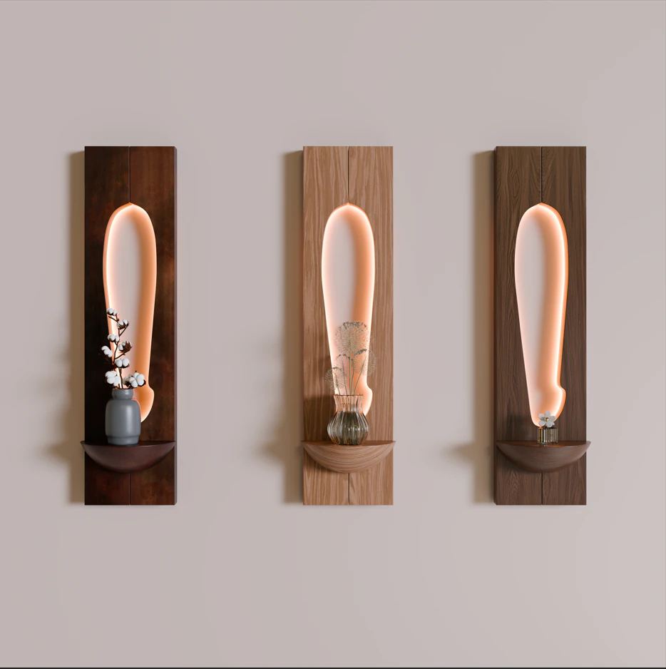 Wooden wall lamp 3D Model .c4d .max .obj .3ds .fbx .stl .blend 