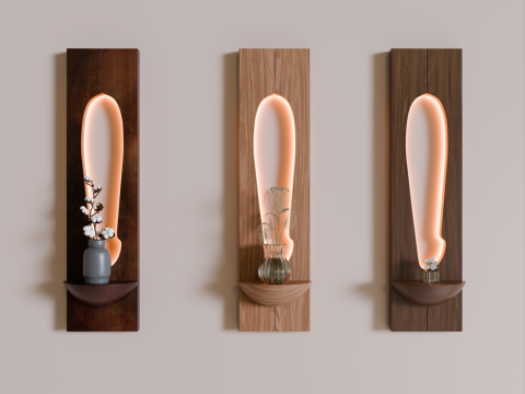 Wooden wall lamp 3D Model
