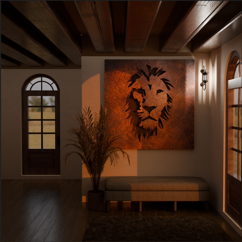 Lion Painting Wall Decor 3D Model .c4d .max .obj .3ds .fbx .stl .blend 