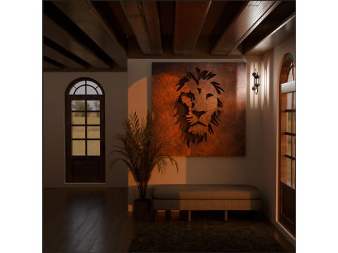 Lion Painting Wall Decor 3D Model
