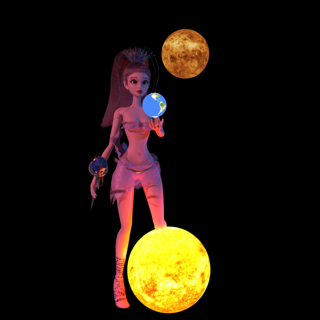 Young girl fantasy style 3D Модель .c4d .max .obj .3ds .fbx .stl .blend