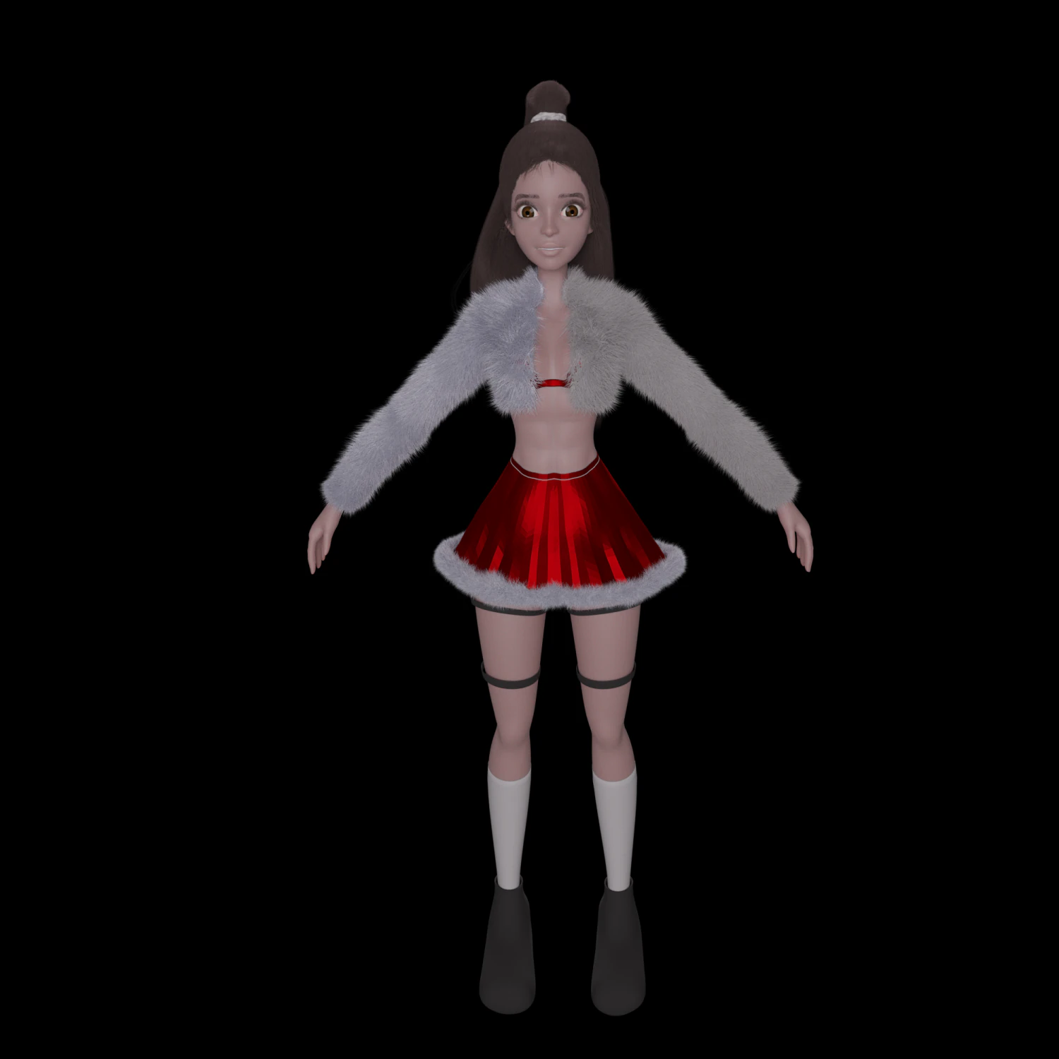Young girl Christmas outfit 3D Model .c4d .max .obj .3ds .fbx .stl .blend 