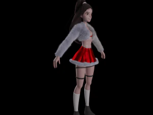 Young girl Christmas outfit 3D Model