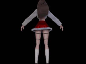 Young girl Christmas outfit 3D Model