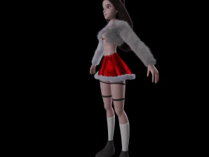 Young girl Christmas outfit 3D Model