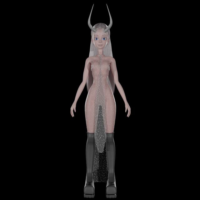 Young girl she-devil blender 3D Model .c4d .max .obj .3ds .fbx .stl .blend 