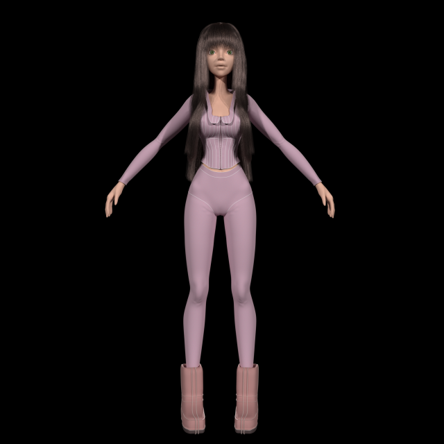 Cartoon young girl in sports outfit blender 3D Model .c4d .max .obj .3ds .fbx .stl .blend 