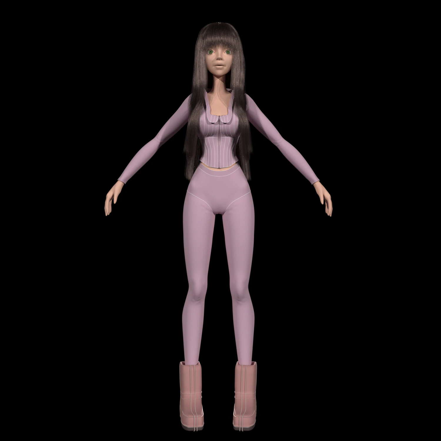 Cartoon young girl in sports outfit blender 3D Model .c4d .max .obj .3ds .fbx .stl .blend 