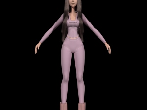 Cartoon young girl in sports outfit blender 3Dモデル