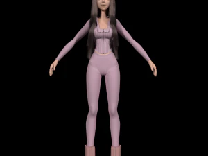 Gadis muda kartun dengan blender pakaian olahraga Model 3D