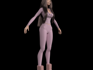 Cartoon young girl in sports outfit blender 3D Model