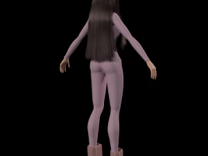 Cartoon young girl in sports outfit blender 3D Model