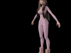 Cartoon young girl in sports outfit blender 3D Model