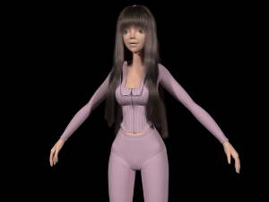 Cartoon young girl in sports outfit blender 3D Model