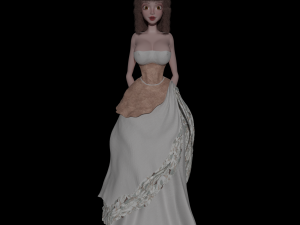 Cartoon young girl in vintage dress blender Modèle 3D