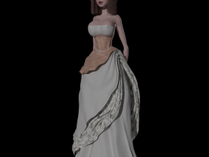 Cartoon young girl in vintage dress blender 3D Model