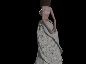 Cartoon young girl in vintage dress blender 3D Model