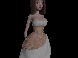 Cartoon young girl in vintage dress blender 3D Model