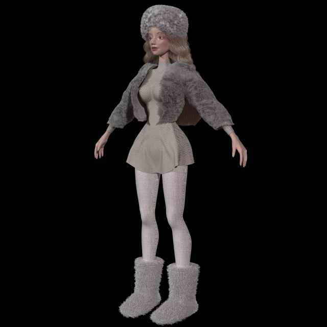 A young girl in a beautiful winter outfit a sexy stylish preppy lady 3D Model .c4d .max .obj .3ds .fbx .stl .blend 