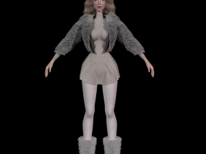 A young girl in a beautiful winter outfit a sexy stylish preppy lady 3D Model