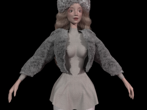 A young girl in a beautiful winter outfit a sexy stylish preppy lady 3D Model