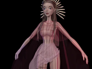 Hermosa joven diosa estilo de dibujos animados cabello detallado cuerpo esculpir hermoso traje licuadora Modelo 3D