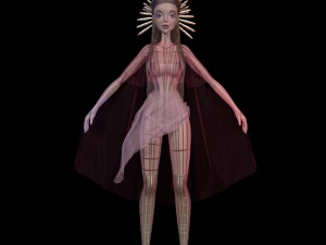 Beautiful young goddess cartoon style detailed hair body sculpt beautiful outfit blender 3D Model
