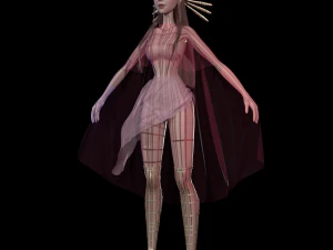 Beautiful young goddess cartoon style detailed hair body sculpt beautiful outfit blender 3D Model
