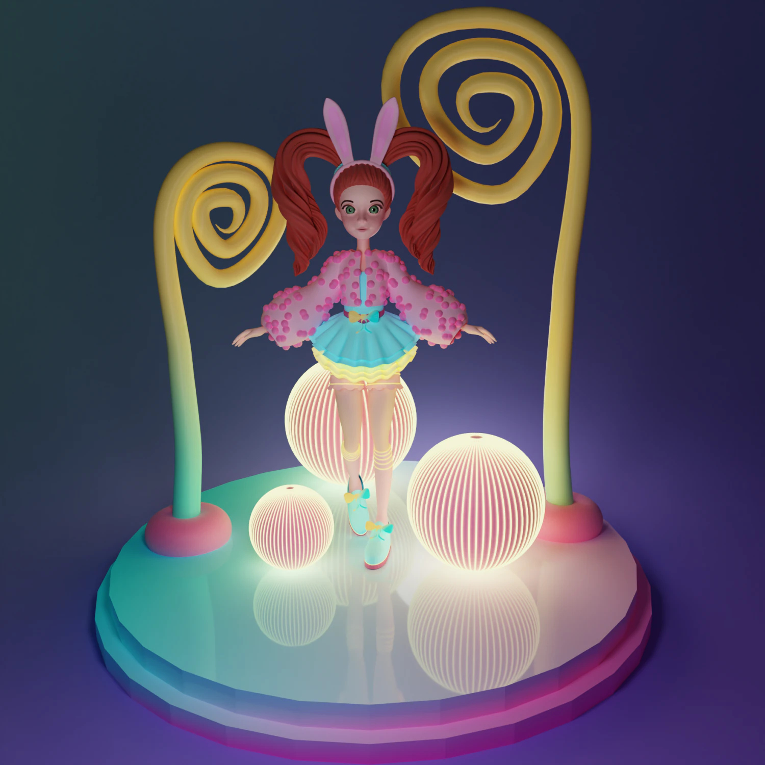 Cartoon circus girl in loli style 3D Model .c4d .max .obj .3ds .fbx .stl .blend