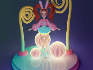 Loli 스타일의 만화 서커스 소녀 3D 모델