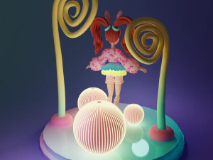 Cartoon circus girl in loli style 3D Model
