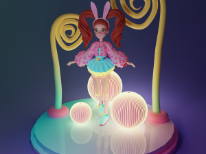 Cartoon circus girl in loli style Model 3D