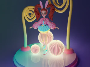Cartoon circus girl in loli style 3D Model