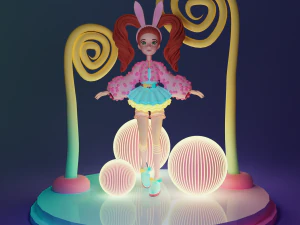Cartoon circus girl in loli style 3D Model