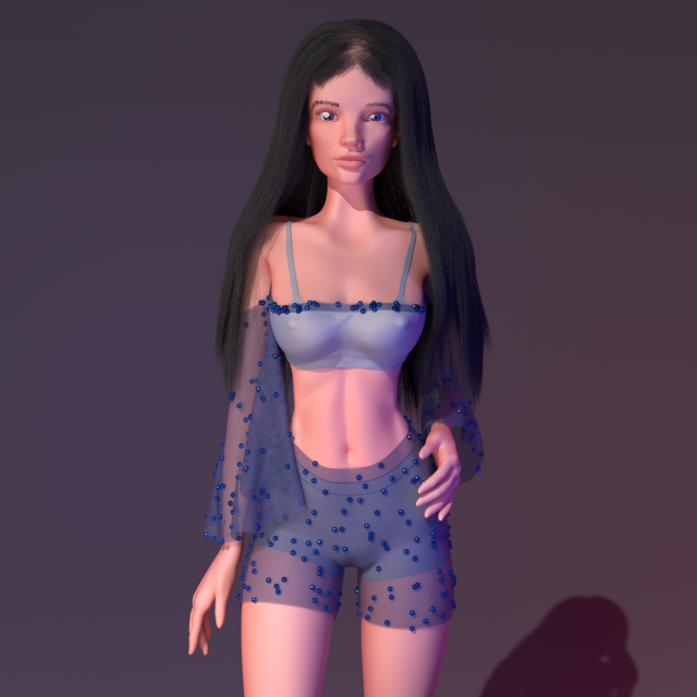 Young beautiful girl with long natural dark hair Modelo 3D .c4d .max .obj .3ds .fbx .stl .blend 