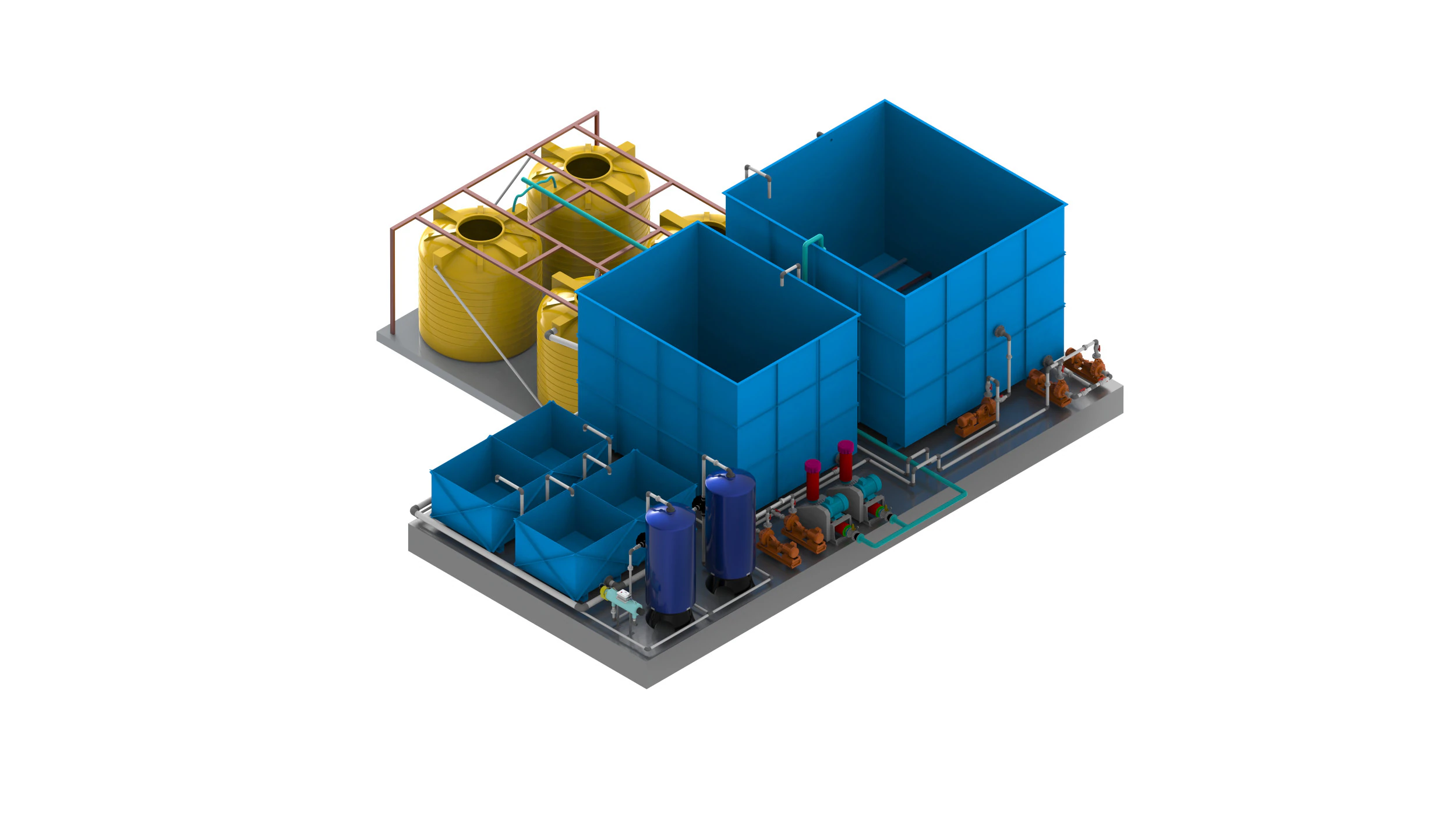 WATER TREATMENT SYSTEM SBR TYPE - 20KLD 3D Model .c4d .max .obj .3ds .fbx .stl .blend 