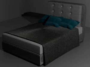 Tempat tidur abu-abu Model 3D