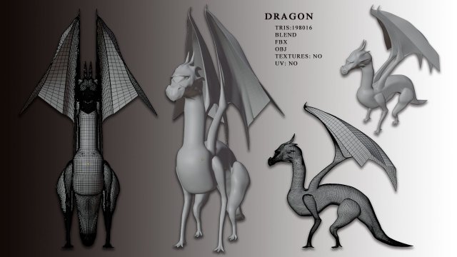 Dragon Model 3D .c4d .max .obj .3ds .fbx .stl .blend 