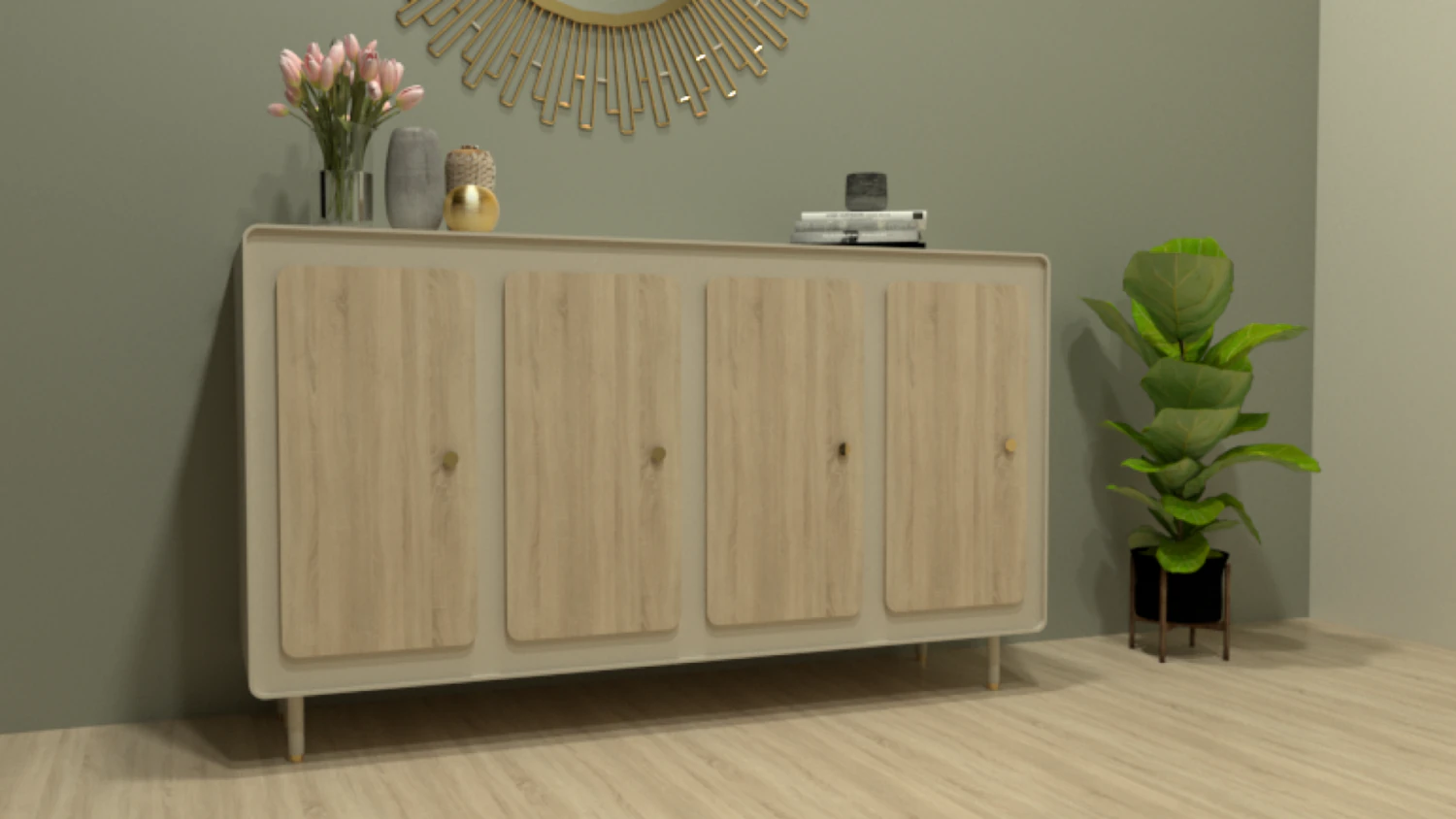 Minimalist sideboard 3D Model .c4d .max .obj .3ds .fbx .stl .blend