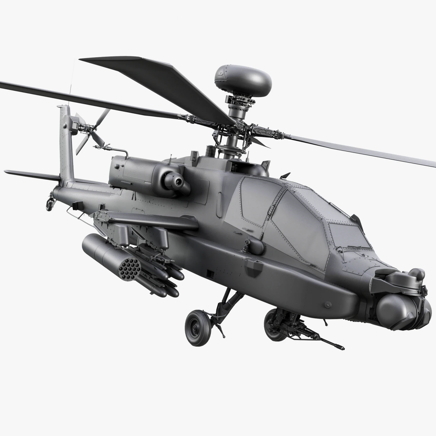 Boeing AH-64D Longbow Apache Attack Helicopter 3D Model .c4d .max .obj .3ds .fbx .stl .blend