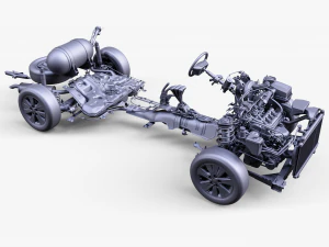 Подробное описание шасси автомобиля 3D Модель