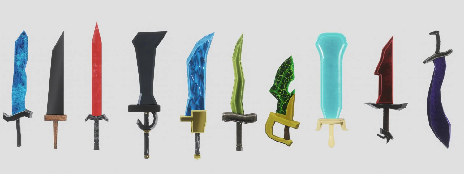 Stylized Sword Pack 3D Model .c4d .max .obj .3ds .fbx .stl .blend 